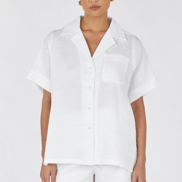Dissh Campbell Linen Shirt in White Size 4 - Picture 1 of 4